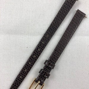 8mm Lizard Grain Calfskin Brown Ladies Non-Stitched Watch Band Kreisler Vintage Watch Strap NOS E151