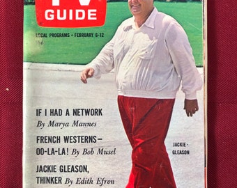 Week of February 6 to 12 1965 TV Guide Jackie Gleason on Cover Vol 13 Number 6 Issue 619 Western New England Edition Vintage