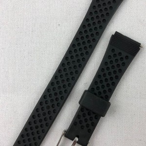 K-21 14mm Kreisler Sport Strap Black PVC Rubber Vintage Replacement Watch Band NOS For Triathlon and Others