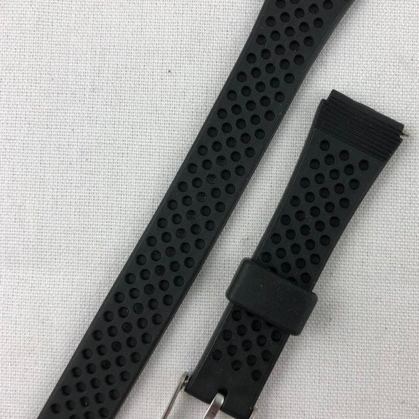 K-21 14mm Kreisler Sport Strap Black PVC Rubber vintage Replacement Watch Band NOS For Triathlon and Others