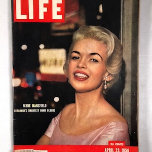 April 23 1956 Life Magazine Jane Mansfield on Cover Vintage Original Great Birthday Gift Idea
