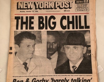 October 13 1986 New York Post Newspaper The Big Chill Headline Ronald Reagan Mikhall Gorbachev