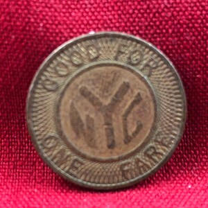 1980 to 1985 NYC Subway Token Solid Y in Center MTA NYCTA New York City Transit Authority Original Genuine Tokens