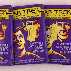 Pacote de cera fechado 1979 Topps Star Trek The Motion Picture Movie Trading Cards Pacote de chiclete lacrado original Vintage