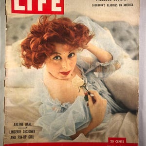 July 7 1952 Life Magazine Arlene Dahl Lingerie Designer Pin-Up Girl on Cover Vintage 50s Pin Up Original Full Issue
