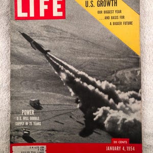 January 4 1954 Life Magazine Power US Will Double Supple in 25 Years Regulus Guided Missile Launching on Cover Vintage Military Rockets