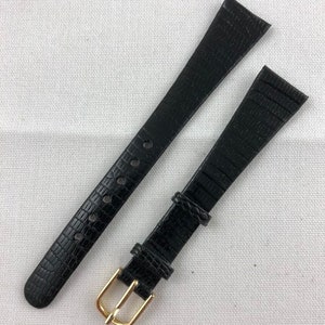 16mm Genuine Lizard Mens Non-Stitched Black Watch Band Kreisler Vintage NOS E66