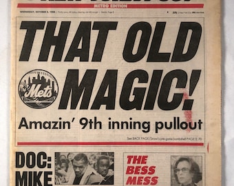 October 5 1988 New York Post Newspaper That Old Mets Magic Headline Mike Tyson on Cover Darryl Strawberry on Back Page
