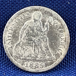1889-Liberty Seated Dime Fine Condition verscheidenheid Type 4 gemodificeerde gewicht legenda op voorzijde echte authentieke USA Coin ET218