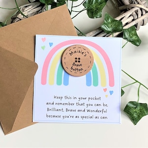 Regalo del primer día de colegio, Inicio del colegio, Vuelta al cole, Botón valiente, Regalo para la ansiedad, Sé valiente, Regalo personalizado, Abrazo de bolsillo, Nueva escuela
