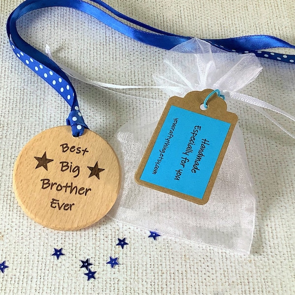 Bestes personalisiertes Geschenk für den großen Bruder aller Zeiten, Andenken aus massivem Holz, großer Bruder, neues Geschwisterkind, neues Baby, Babyankündigung, Brudergeburtstag