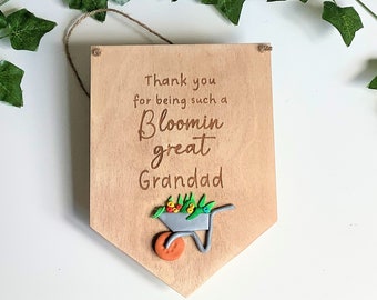 Gift for Grandad, Blooming Great, Grandad plaque, wooden flag, Garden lover, Father&#39;s day, Grandad Birthday, Grandads garden