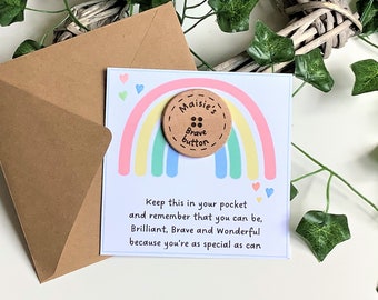 First day of school gift, Starting School, Back to school, Brave Button, Anxiety gift, Be Brave, Personalised gift, Pocket hug, New School
