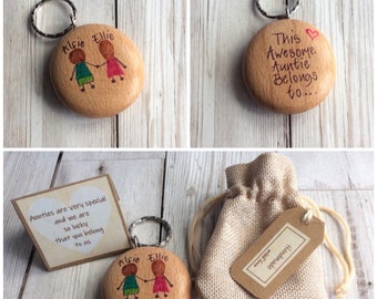 Awesome Auntie key ring/charm ... This Auntie belongs to, gift for Auntie, Aunt, Personalised gift, Aunty gift