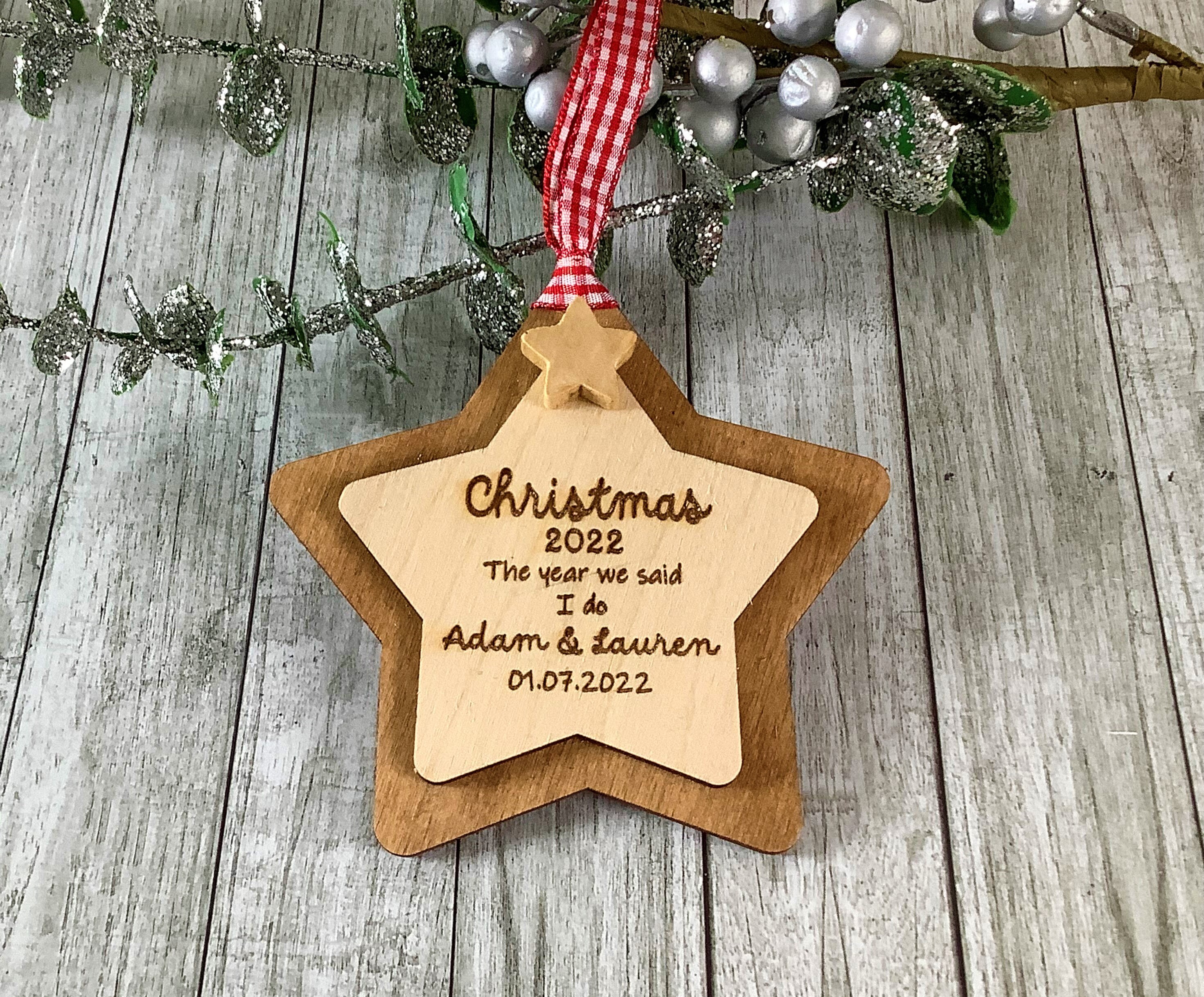 First Christmas married, Newlywed gift, Mr & Mrs, Christmas 2022, Just married, Keepsake gift, personalised gift, couple gift