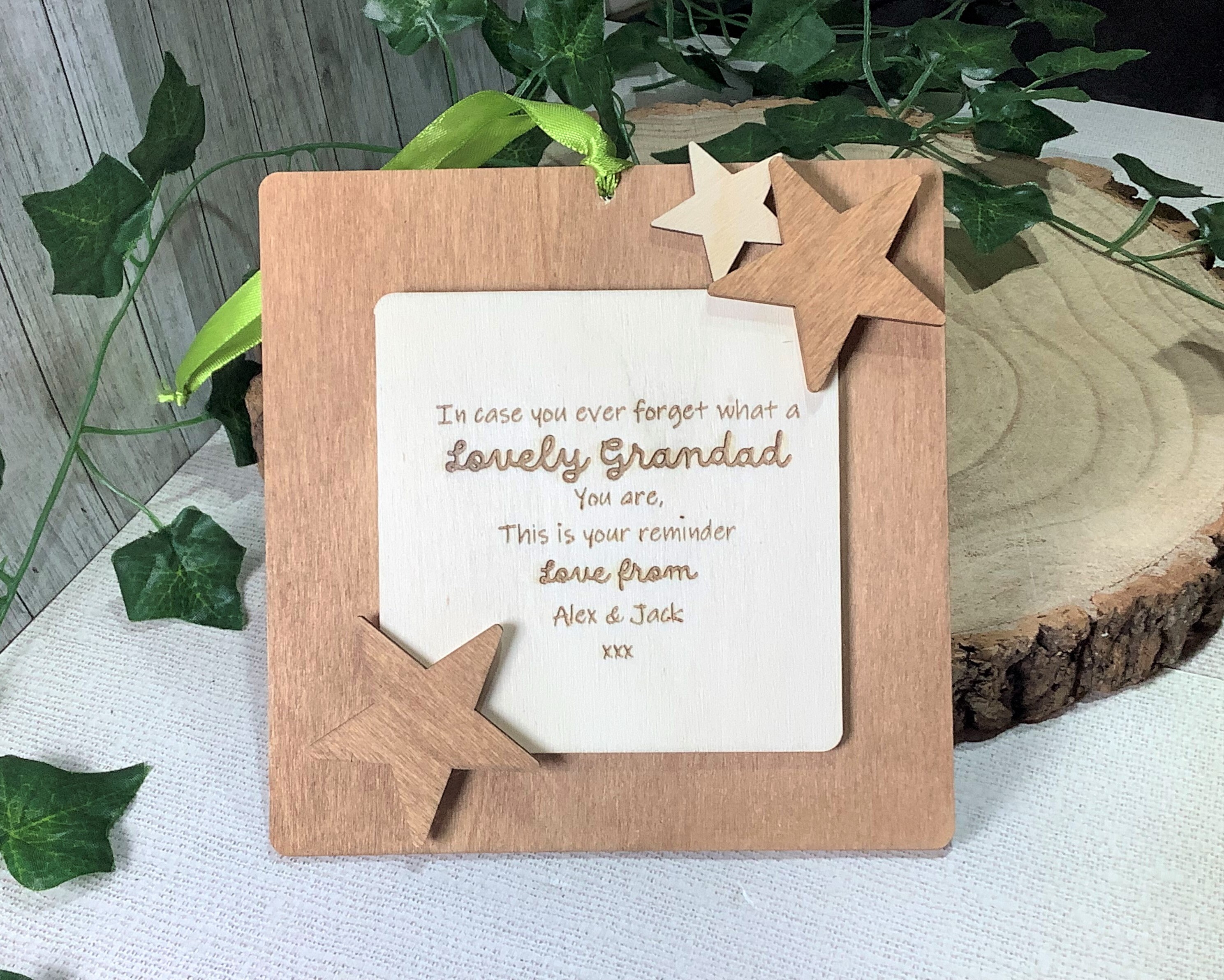 Personalised Grandad gift, engraved wooden plaque, Lovely Grandad, Gramps,  Birthday, Father's day, Keepsake