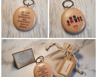 Gift for Grandparents,  ... Key ring, Grandma, Grandad, Personalised Grandparent gift, lockdown gift, missing you, wooden keepsake