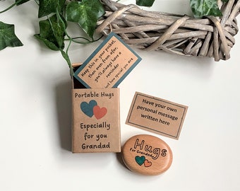 Hugs for Grandad, personalised keepsake gift, Father&#39;s day, Grandad Birthday, handmade, gift for Grandad, Grandpa, Gramps, solid wood