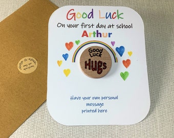 Personalised first day of school gift, Good luck hugs, starting school, you can do it, New adventure, back to school, pocket hug, new school