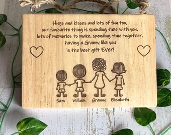 Personalised Mothers day gift, Handmade, Gift for Mum, Gift for Grandma, Engraved Solid wood plaque, Mothers day gift, Family plaque