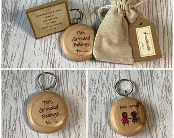 Personalised gift For Grandad .... This Grandad belongs to, Key ring, Key charm, Grandad birthday gift