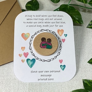 Abrazo portátil, abrazo de bolsillo, envío directo, regalo personalizado, recuerdo de madera maciza, te extraño, regalo de aislamiento, envío directo, regalo para un amigo