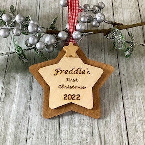 Personalised first Christmas ornament, Baby&#39;s first Christmas, born in 2022, decoration, first Christmas gift, new baby, 1st Christmas
