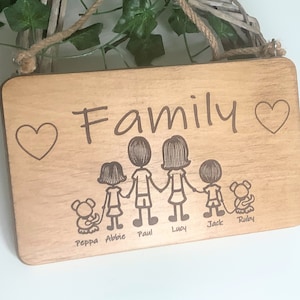 Personalisiertes Familienschild, handgemacht, Familientafel, gravierte, klobige, Massivholztafel, unsere Familie. Familiengeschenk