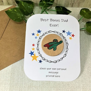 Bonus Dad Andenken Geschenk, Vatertag, Papas Tag, Geburtstag, Bester Bonus Da, handgemacht, massiv Holz