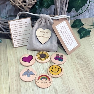 Ermutigungsgeschenk, kleine Tasche der Ermutigung, Achtsamkeit, Positivität, Komfort, Angst, Freundschaft, Andenken Geschenk, denke an Sie