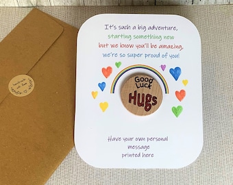 Personalised back to school gift, Good luck hugs, starting school, you can do it, New adventure, back to school, pocket hug, new school
