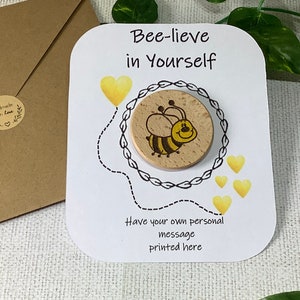 Positivity gift, handmade, personalised, keepsake, portable hug, pocket hug, friend, encouragement, Bee, letter box gift, pick me up, brave