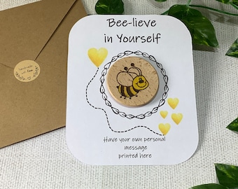 Regalo de positividad, hecho a mano, personalizado, recuerdo, abrazo portátil, abrazo de bolsillo, amigo, aliento, abeja, regalo de buzón, anímame, valiente
