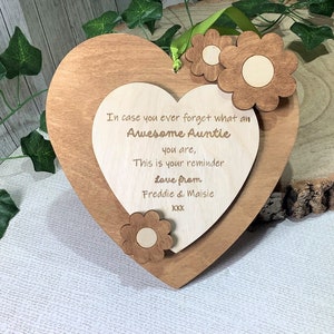 Personalised Aunty gift, engraved wooden plaque, Awesome Aunty, Aunt, Auntie, Best Aunty, Birthday, Mother's day, Keepsake