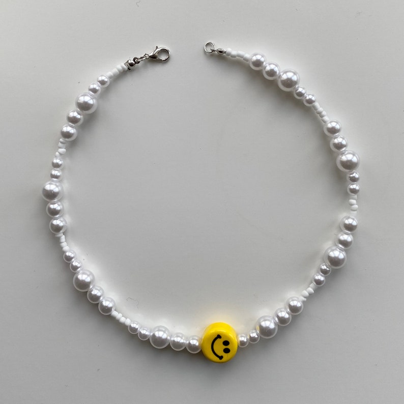 beaded smiley necklace