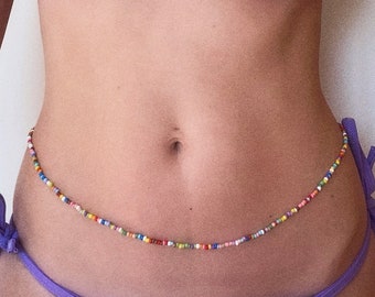 Rainbow Colourful Beaded Belly Chain 