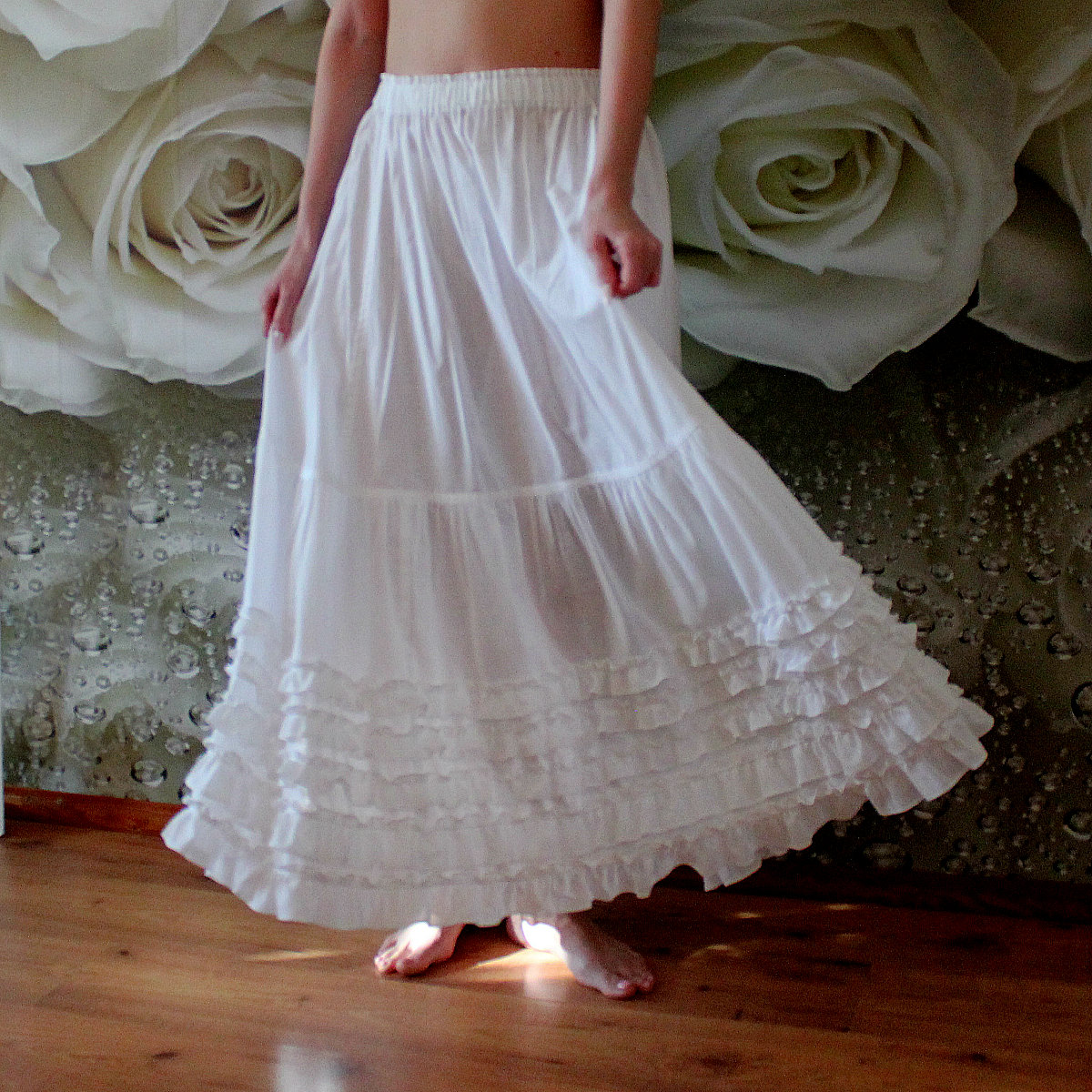 Ruffle petticoat. White petticoat. Long petticoat. Cotton | Etsy