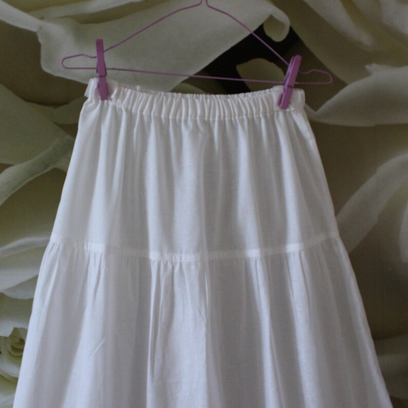 Boho long white petticoat slip skirt with ruffles Cotton lace Etsy