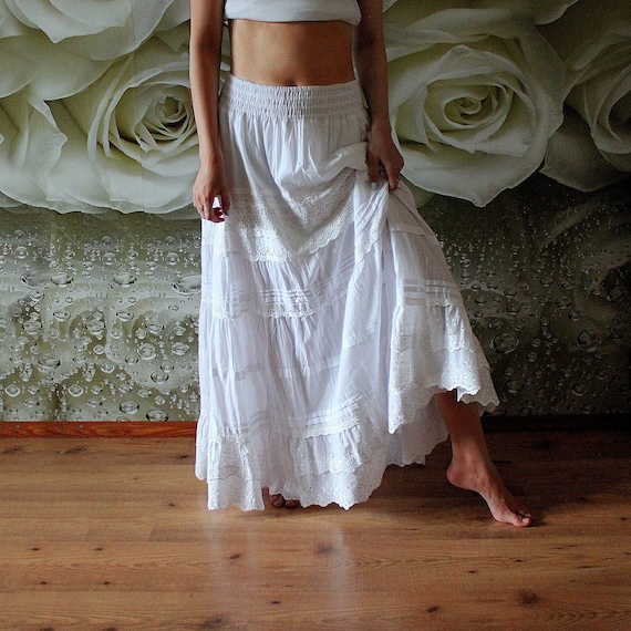 white boho skirts