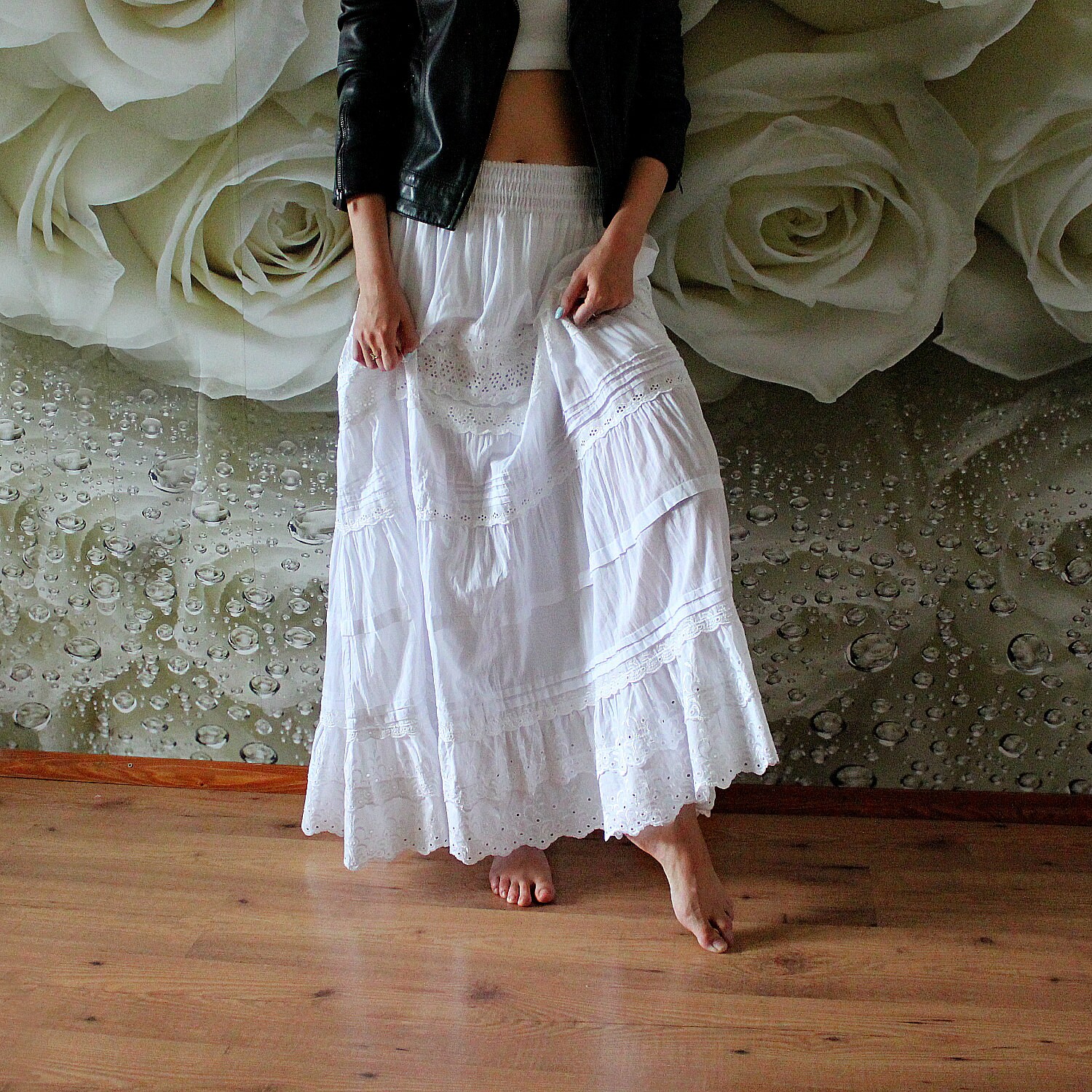 White Boho Skirt. Long Lace Skirt Women. Tiered Lace Maxi | Etsy UK