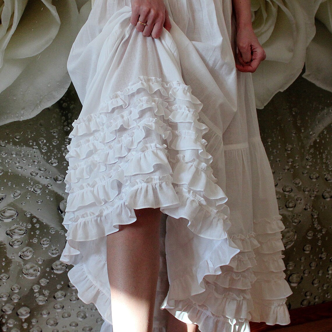 Ruffle petticoat. White petticoat. Long petticoat. Cotton Etsy