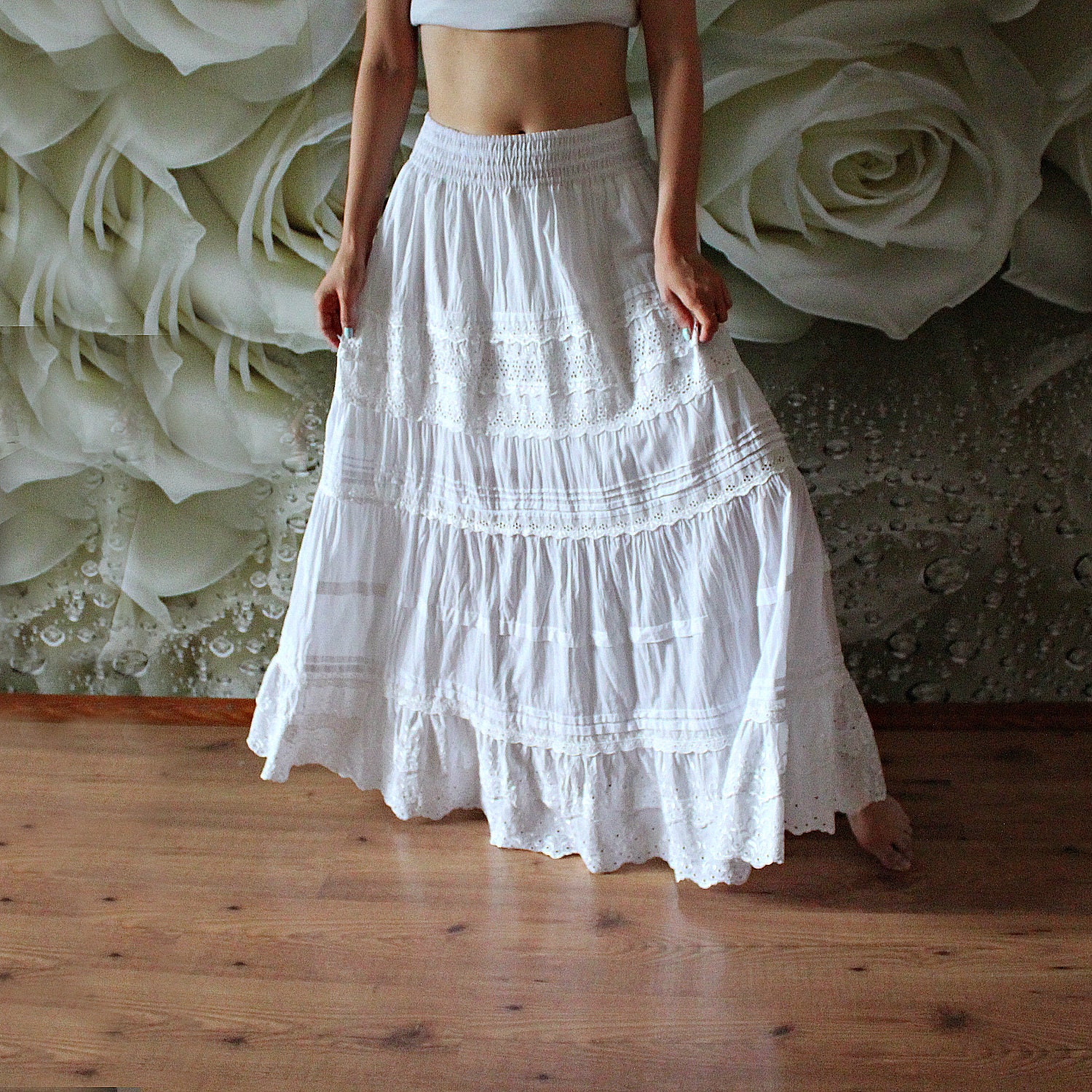 White Boho Skirt. Long Lace Skirt Women. Tiered Lace Maxi Etsy UK