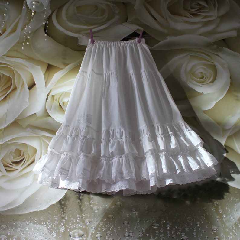 Boho Long White Petticoat Slip Skirt With Ruffles Cotton Lace Etsy