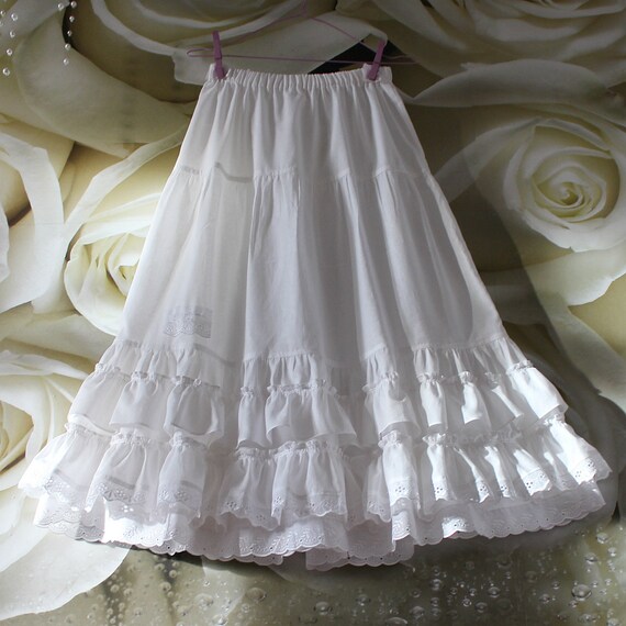 Boho long white petticoat slip skirt 