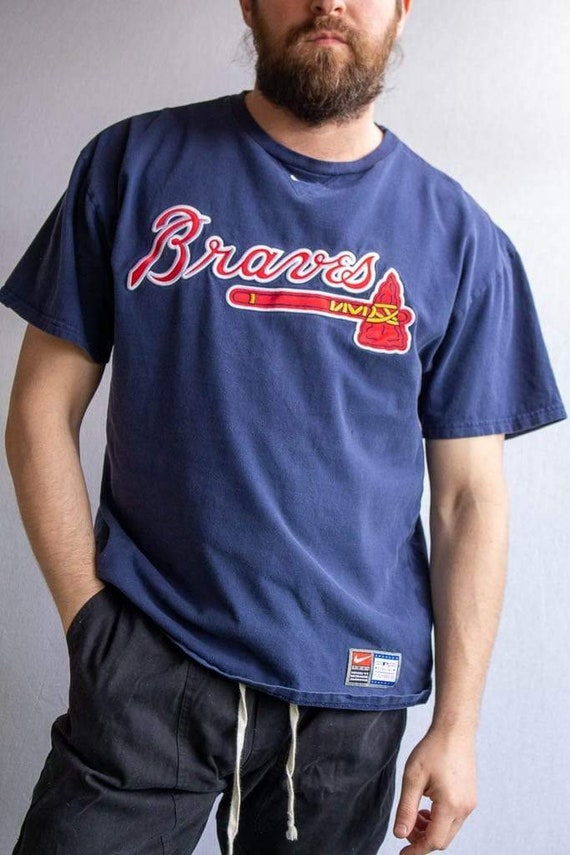 Vintage Blue Braves Baseball Jersey - XL vintage