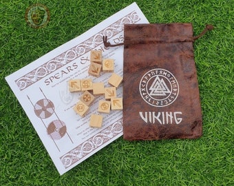 Spjor & Skjoldr (Viking dice game) WOODEN in Pouch