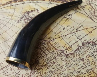 Plain Drinking Horn - Brass Rim
