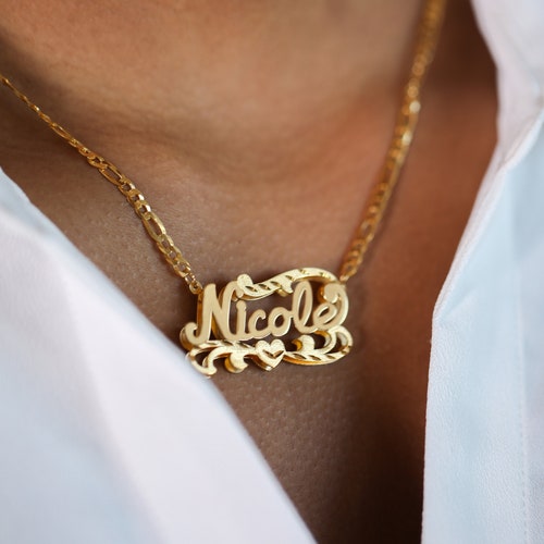 Double Plated Name Necklace - Etsy