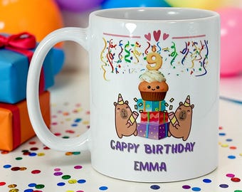 Personalized Birthday Capybara Mug, Customised Capybara Cup with Gift Box 5-12yrs, Capybara lover 2-sided Mug Gift idea Kids Made in Ireland