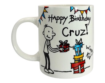 Diary of a Wimpy Kid Mug, Personalized Birthday Gift, Hand-Painted in Ireland.